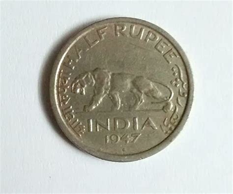 Indian Half Rupee (1947) George vi King Emperor Good Condition : Amazon ...