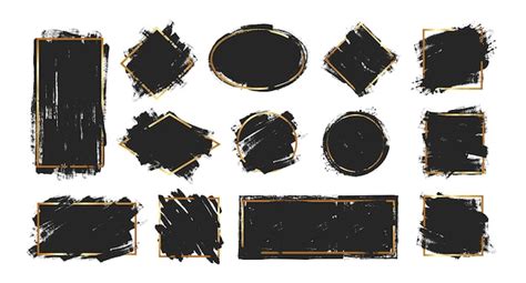 Grunge textuur frame penseel verf achtergrond met gouden streep frames ...