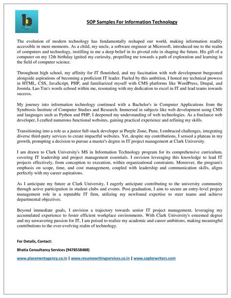 SOP Samples For Information Technology