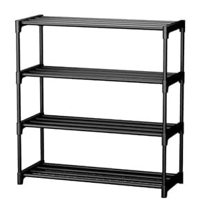 WONDWILD Shoe Rack 4 Tier Shoe Rack With Shelf, Folding Shoerack For ...