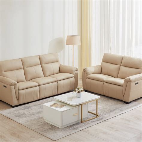 Buy Senorita Half Leather 3+2 Seater Electric Recliner Set - Ivory from ...