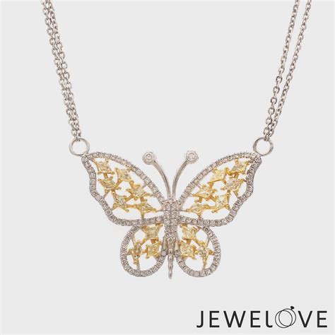 Natural Fancy Color Yellow Diamond Butterfly Pendant Chain for Women J ...