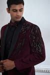 Buy Wine Suede, Cotton Sequins, Cut Rhapsody Embellished Tuxedo Blazer ...