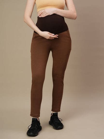 Winter Fleece Maternity Hoodie Set- Brown
