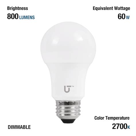 Utilitech 60 -Watt EQ A19 Soft white Medium screw base E26 Dimmable LED ...
