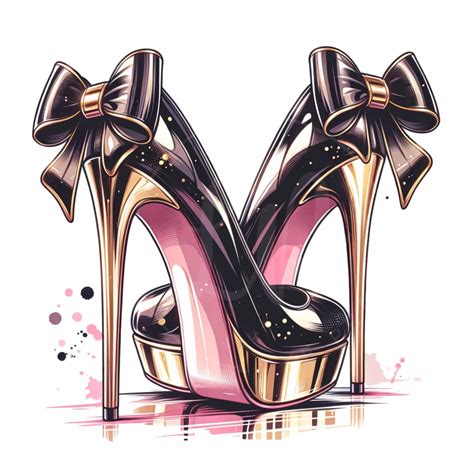 Black and Gold Heel PNG, Coquette Heels Clipart, High Heels Clip Art - Etsy