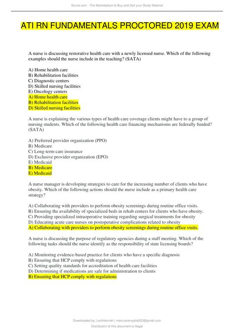 ATI RN Fundamentals Proctored STUDY BUNDLE PACK SOLUTION (Questions and ...