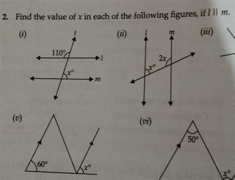 find the value of x in each of the following figures if l II mv) ok ...
