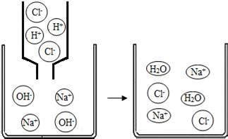 如图是氢氧化钠溶液与稀盐酸恰好完全反应的微观示意图，由此得出的结论
