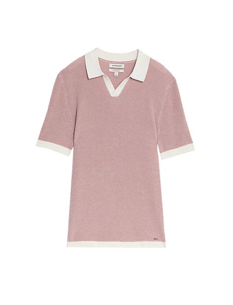 Buy Cotton Rich Open Neck Knitted Polo Shirt at Marks & Spencer
