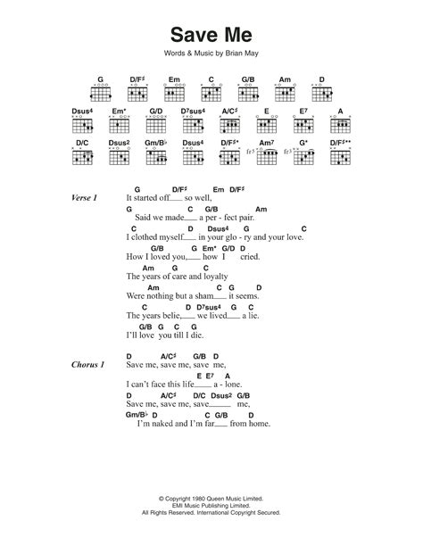 Save Me by Queen - Guitar Chords/Lyrics - Guitar Instructor