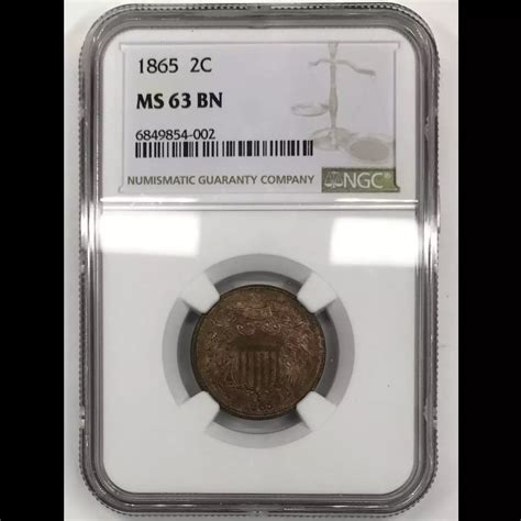1865 Two-Cent Piece NGC MS-63 BN - Old Pueblo Coin