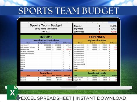 》Printable Basketball Tournament Budget Template