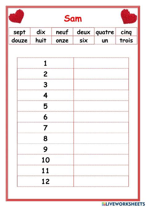Image result for French Numbers Worksheets Printable