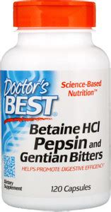 Doctor's Best Betaine HCL Pepsin & Gentian Bitters, 120 Capsules Price ...