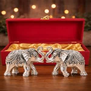 Buy Funku Fashion Decorative Pure Silver Plated Elephant Figurine ...