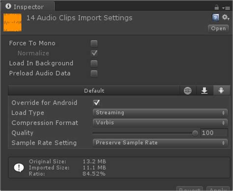 Unity Audio Setting 的图像结果