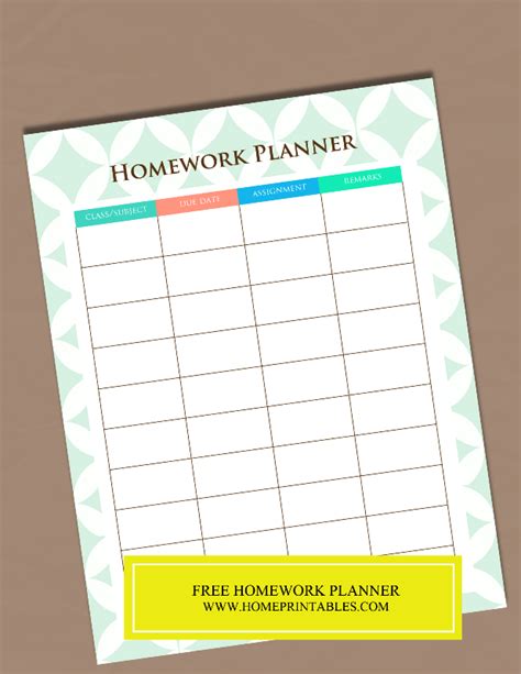 Image result for Free Printable Homework Planner