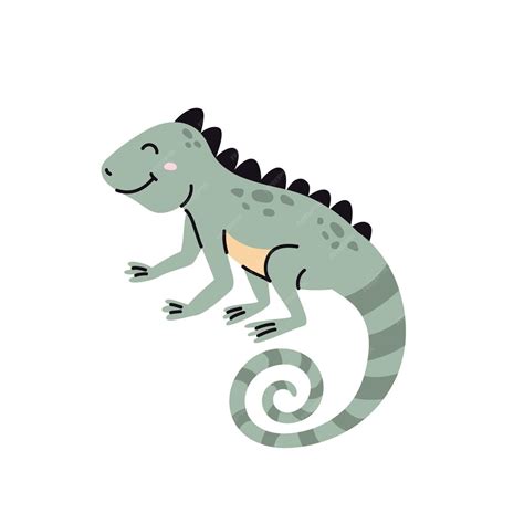 Iguana animal engraçado fofo alfabeto de animais de zoológico inglês ...