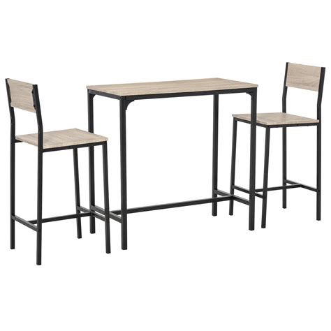 Buy Homcom Industrial Counter-Height 3-Piece Table and 2 High Back ...