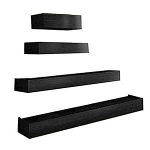 SLK Wood Products Wall Shelf with 4 Shelves (Black) : Amazon.in: Home ...