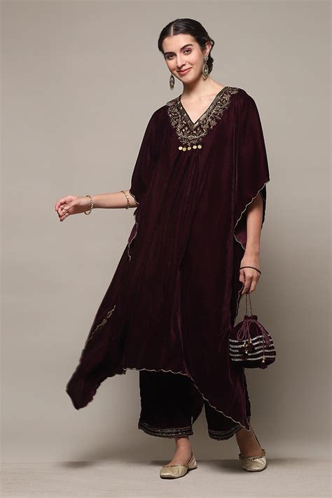Purple Art Silk A-Line Kurta Palazzo Suit Set