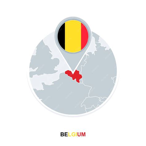Premium Vector | Belgium map and flag vector map icon with highlighted belgium