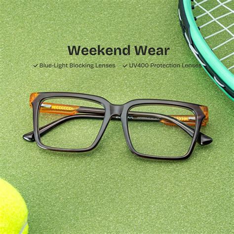 Rectangle Light Gray Eyeglasses- Troy Acetate Frame Glasses