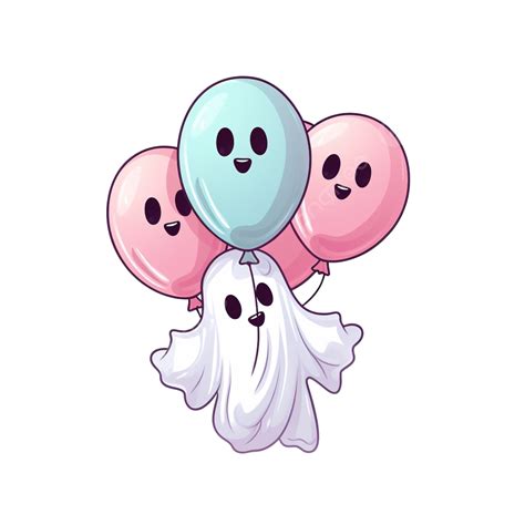 Vector Illustration For Halloween Cute Ghost With Balloons, Halloween ...
