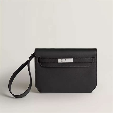 Hermes Kelly depeches 25手包 CC89 Noir 黑色 Evercolor 小牛皮手拿包-Hermès Birkin kelly Constance Lindy Bag
