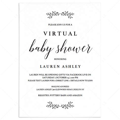 Virtual Baby Shower Template Greenery Virtual Baby Shower Bundle,