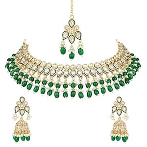 Buy I Jewels Gold Plated Traditional Kundan Pearl Meenakari Choker ...