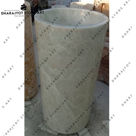Free Standing White Marble Stone Pedestal Basin – Dharajyot Stone Art