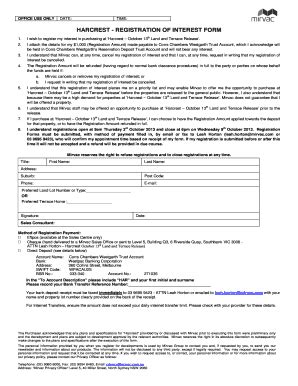 Fillable Online HARCREST - REGISTRATION OF INTEREST FORM - Mirvac Fax ...