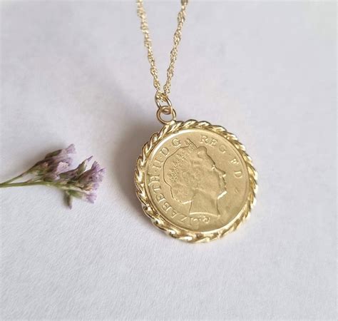 Solid Gold Coin Pendant Necklace, 14k Gold Coin Pendant Necklace ...