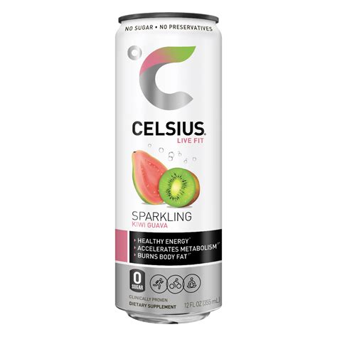 CELSIUS Sparkling KIWI GUAVA Fitness Drink, ZERO Sugar, 12oz Slim Can ...