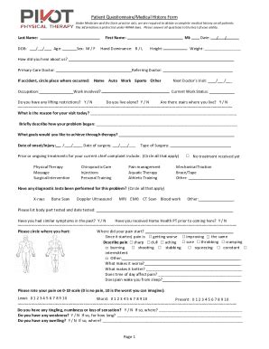 Fillable Online 10+ Patient Health History Questionnaire Templates ...
