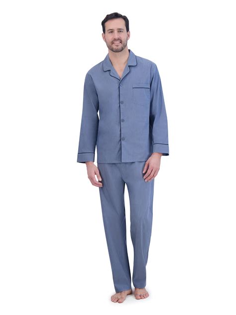 Hanes Men's Stretch Woven Shirt and Pants Pajama Set, 2-Piece, Sizes S ...