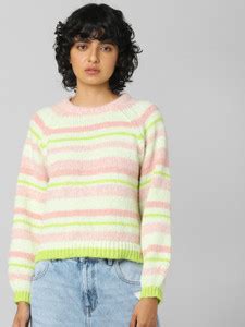 ONLY Colorblock Round Neck Casual Women Multicolor Sweater - Buy ONLY ...