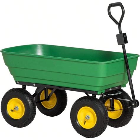 Outsunny 125 Litre Large Garden Cart Tipping Wheelbarrows Heavy Duty ...