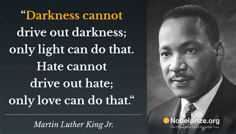 "Darkness cannot drive out darkness; only light can do that. Hate ...