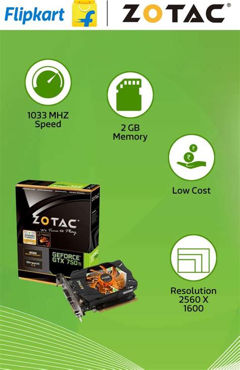 ZOTAC GTX 750TI GDDR5 2 GB NVIDIA Chipset 128 bit 1033 MHz Graphics ...