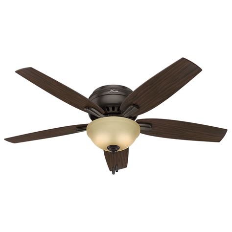 Buy Hunter Newsome Indoor Low Profile Ceiling Fan with LED Light and ...