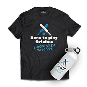 Buy Prink Born to Play Cricket Printed T-shirts and Sipper Bottle ...