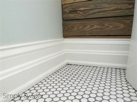 white penny tile gray grout - Google Search | Penny tiles bathroom ...