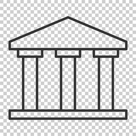 Bank building icon in flat style government architecture vector ...