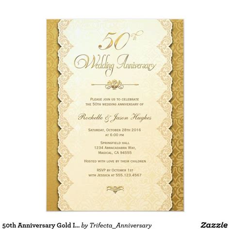 50th Anniversary Gold Invitation | Zazzle | Anniversary invitations ...