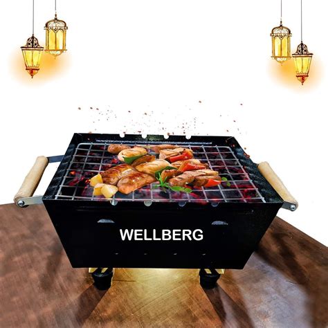 Charcoal Grill Barbecue, Rubber Leg with 4 Skewers – WELLBERG