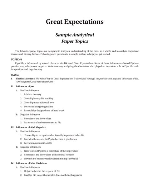 Great Expectations | Lecture notes Art | Docsity