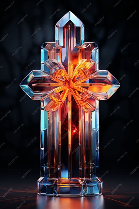 Free AI Image | Intricate 3d cross with bright lights